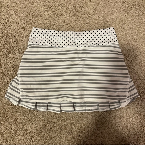 Women's Striped and Polka Dot Skirt - Black and White - Picture 1 of 3
